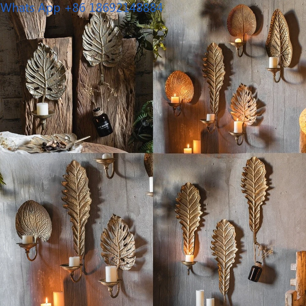 

Vintage Distressed Wall Candle Holder Decor Christmas Theme Photo Prop French Metal Wall Ornament Craft