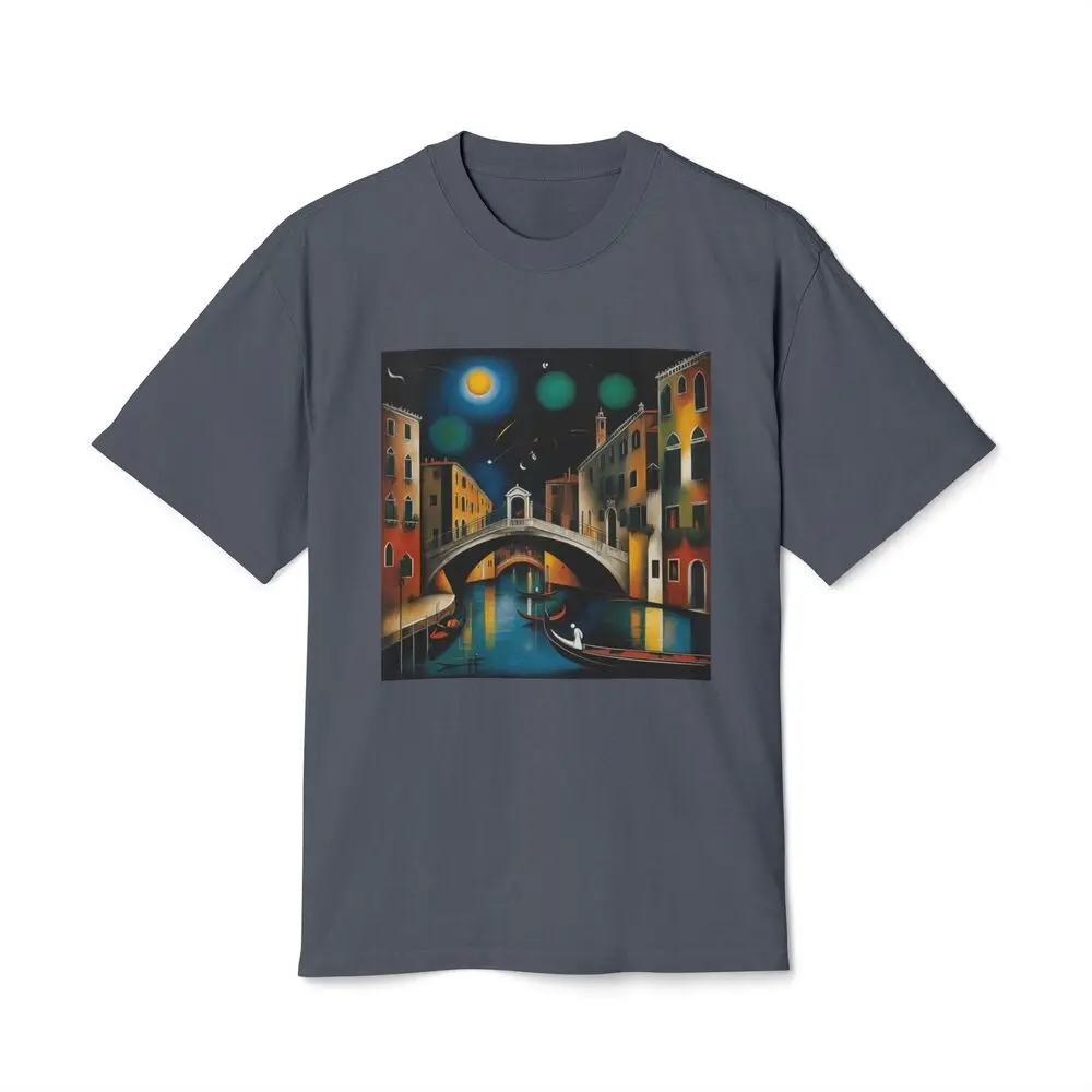 Unisex Heavy Faded Tee venice by night art surrealist abstract painting t-shirt