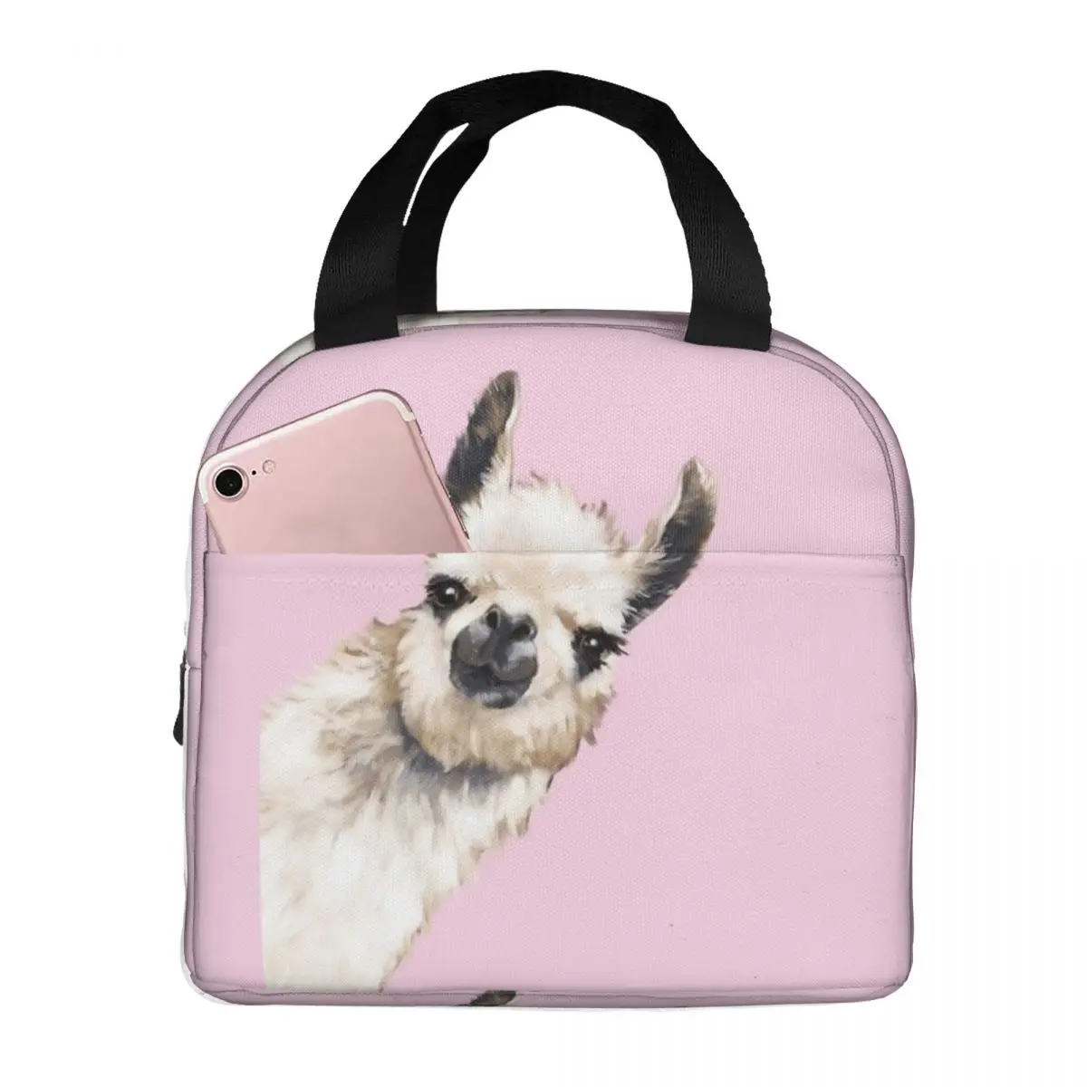 Llama Alpaca Animal Lunch Bags Insulated Bento Box Waterproof Lunch Tote Picnic Bags Cooler Thermal Bag for Woman Student School