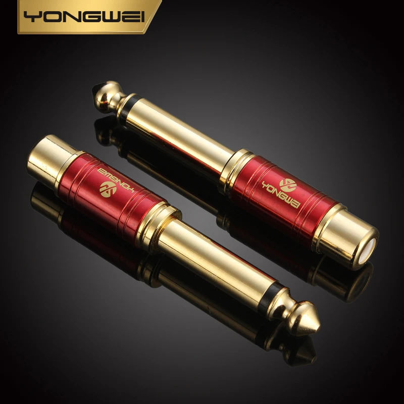 YONGWEI Gold Plated RCA to 1/4 Adapter RCA Female to 6.35mm 1/4 inch Male Mono TS Interconnect Audio Adapter Conversion Plug