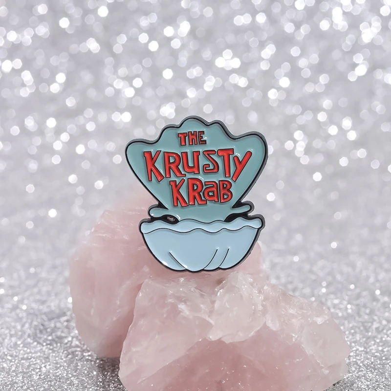 Cartoon CHUM BUCKET Enamel Pins Custom Marine Life Shells Brooches Lapel Badges Funny Jewelry Gift for Kids Friends