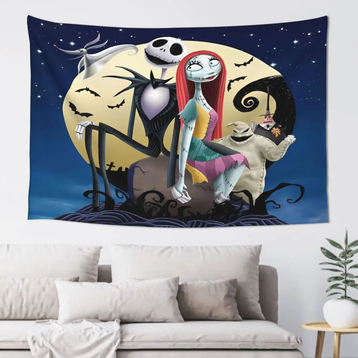 Tapiz de pesadilla antes de Navidad, tela de fondo moderna, arte de pared, diseño gráfico colgante, manta decorativa para el hogar y la sala de estar