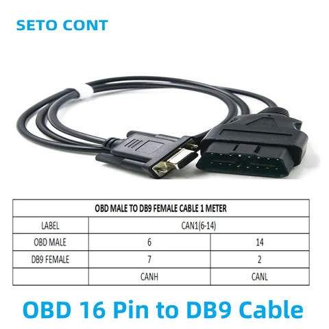 J1962 12 В 24 В OBD-кабель 100 см 16-контактный разъем «папа» к DB9 «мама» VGA D-sub 9-контактный адаптер OBDII RS232 Линия последовательного порта OBD2 Кабель