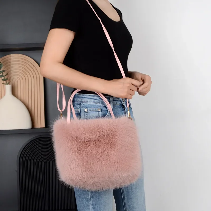 Imitation Fox Plush Shoulder Bag Elegant Winter Style Soft Faux Fur Material For Women Fashionable Daily Commute Travel