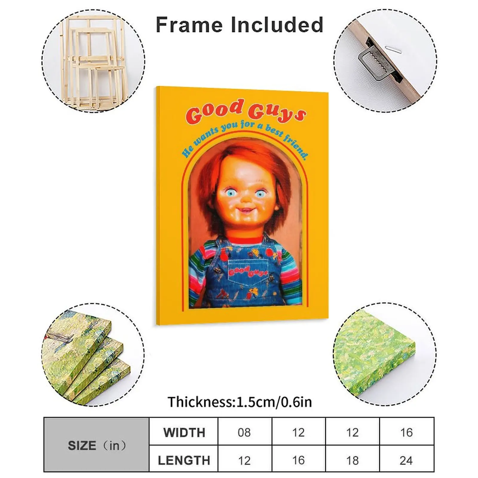 No More Mr. Good Guy Chucky Retro Movies Good Guys Fireman Child's Play Chucky Canvas Painting Party ramed Wall Paintings
