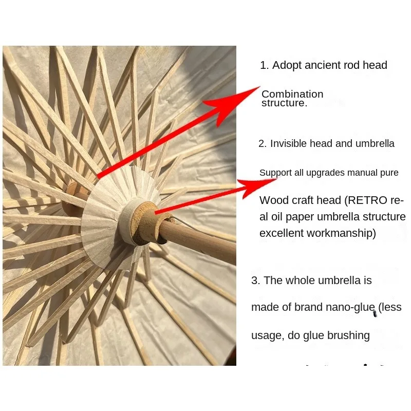 Бумажный зонтик 60 см, китайские бумажные зонтики, деревенский белый зонтик, реквизит для фотосъемки для детского душа, детской свадьбы