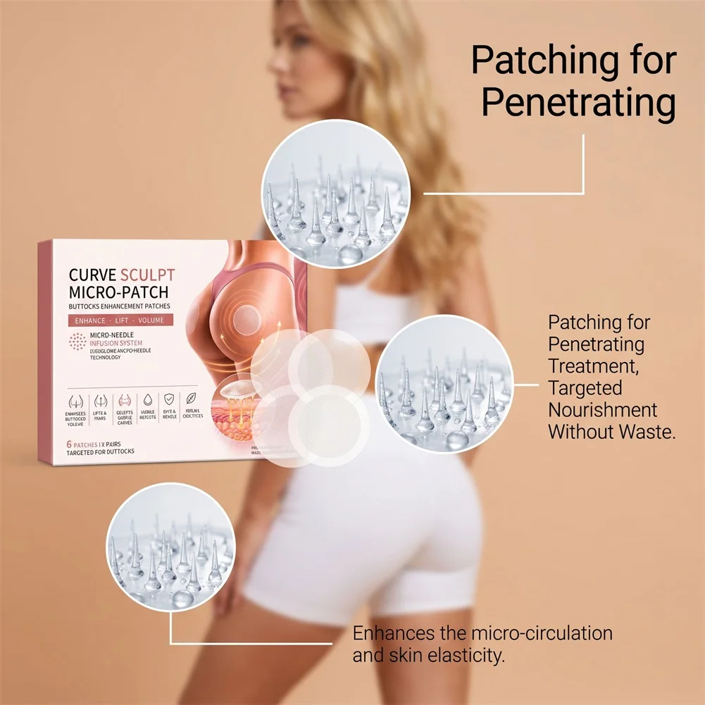 6pcs/Box Curve Sculpt Micro-Patch,Buttocks Enhancement Patchm,Targeted Skin Sculpting & Contouring for Women Men