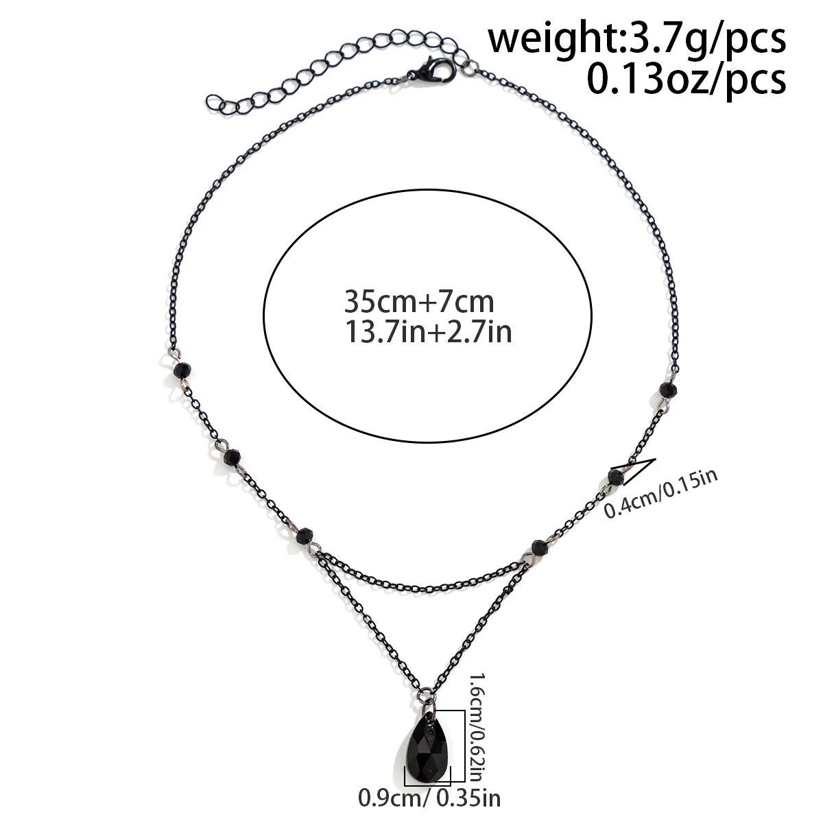 Ingemark mehr schicht ige schwarze Wasser tropfen Kristall Anhänger Choker Halskette Frauen Kragen Vintage Link Choker Y2k Schmuck Zubehör – Detail 5