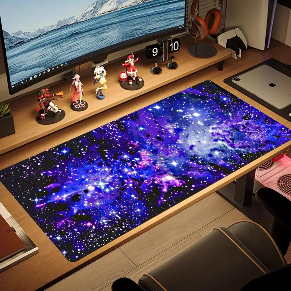 

Starry sky nebula design Mouse keyboard Pad Large Gaming Rubber Lock tablet Desk Mat Computer Gamers phone work mini PC office