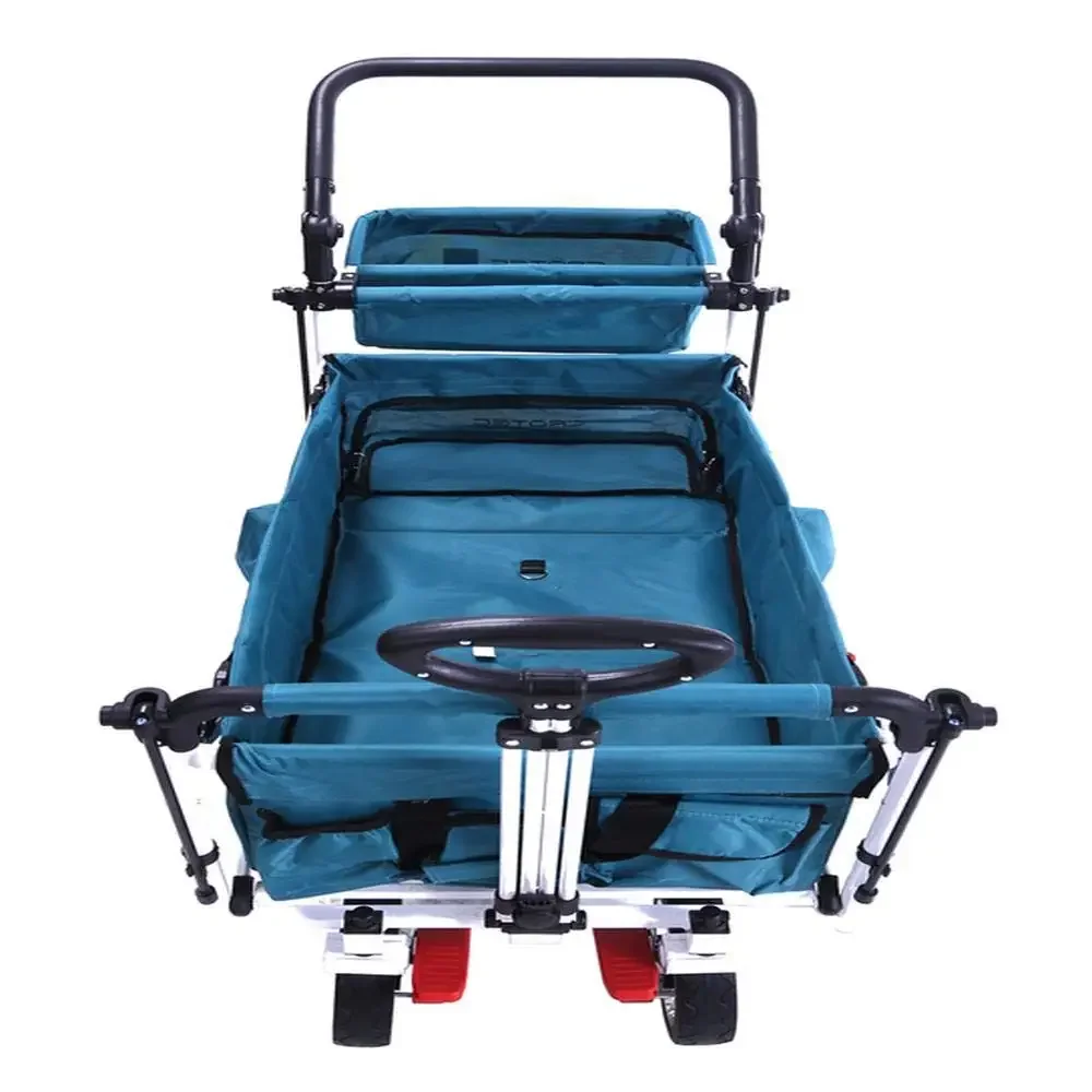 360 rotatable handcart folding trolley folding hand trolley beach trolley with off-road tyres removable folding roof