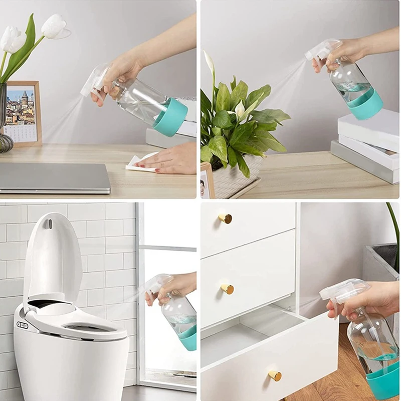 Refillable Empty Bottle With Silicone Sleeve For Cleaning Solutions, Water Sprayer