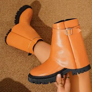 Melard Belt Buckle Knight Boots, Over-the-knee Mid-calf Boots for Women, Stylish Slouchy Pants Boots