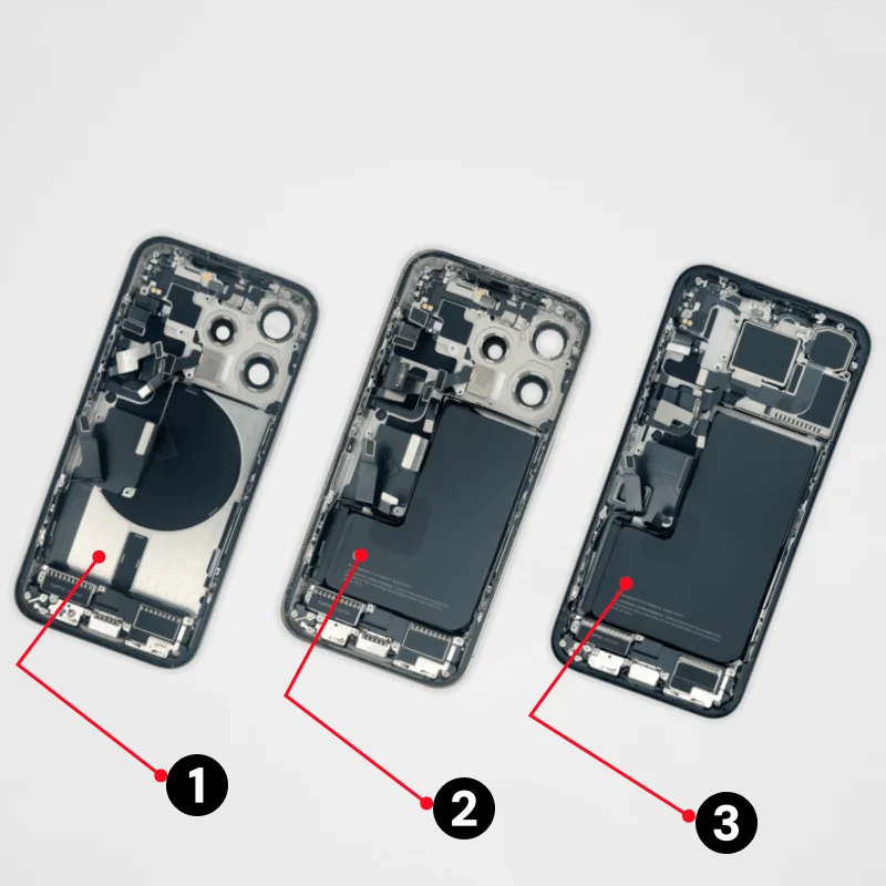 95% New, Original Disassembled Middle Frame Housing Back Cover For iPhone15 Pro Max, with NFC Wireless Assembly Replacement
