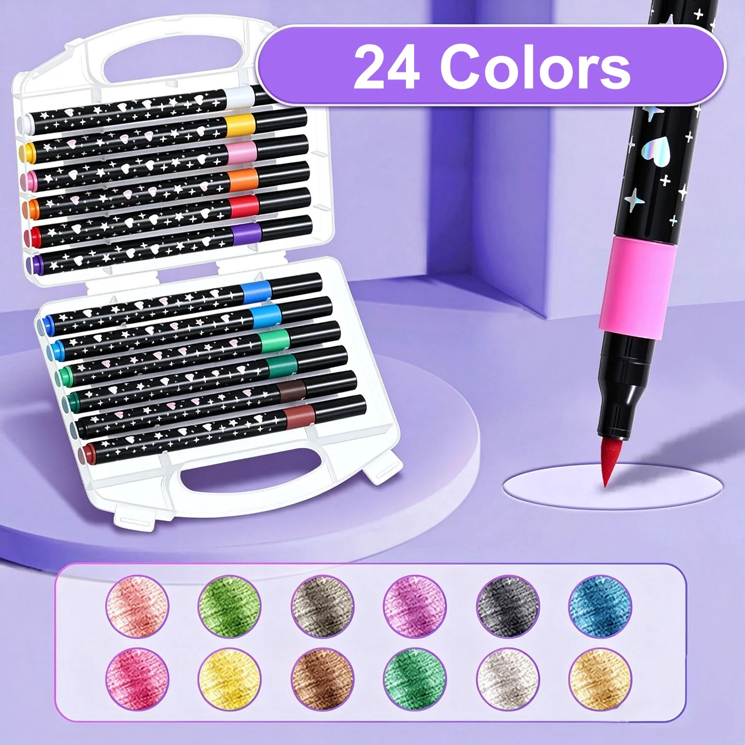 12/24/36Colors Tip Glitter Art Markers Metallic Paint Marker Pens For DIY Crafts Birthday Cards Making Poster Album