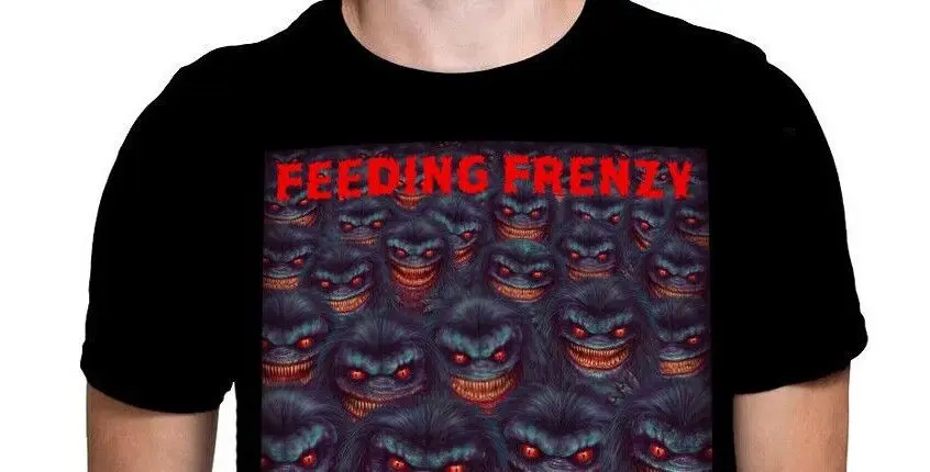 Horror Halloween T-ShirtCRITTERS FEEDING FRENZY - Black T-Shirt - Sizes S - 5XL