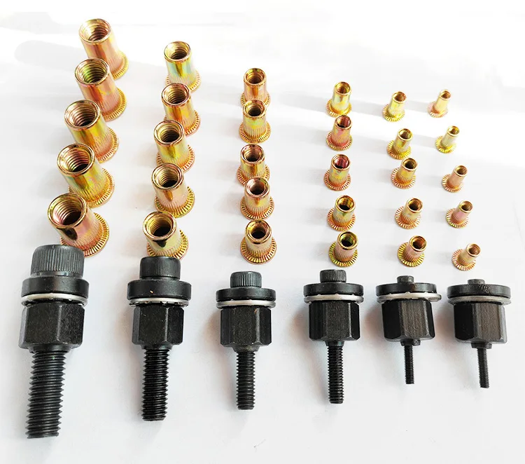 7pcs Rivet Nut Tools Adapter M3 M4 M5 M6 M8 M10 M12 Hand Electric Rivet Nut Head Riveter Metal License Plate Simple Installation