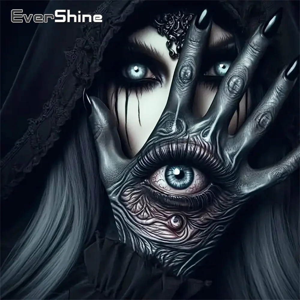 Evershine 5D DIY Hexe Diamant Stickerei Porträt Frau Malerei Horror Geeignet für Anfänger Mosaik Hand Auge Home Decor