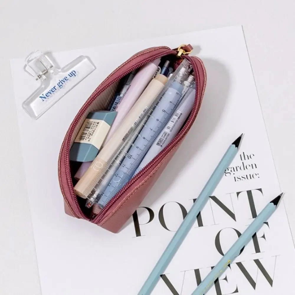 Винтажная кожаная сумка-карандаш на молнии, защитная сумка, настольный органайзер, чехол для ручек, сумка для хранения, высококачественная большая вместимость