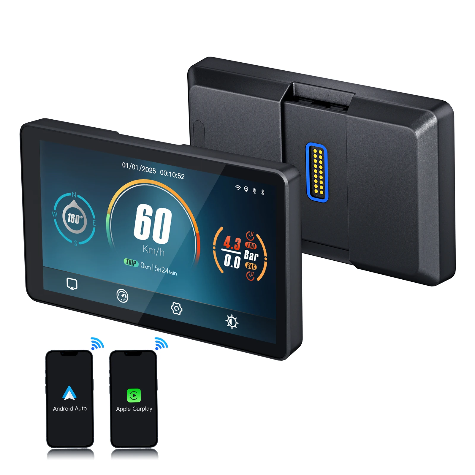 

Wireless Carplay Motorcycle Android Auto GPS Navigation Screen with 6 Inch Touch Display for BMW with 18 Pin Base