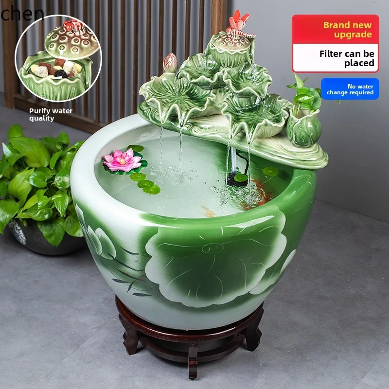 

YXY Ceramic Goldfish Tank Balcony Office Living Room Floor-standing Home Circulating Water Ornament Courtyard