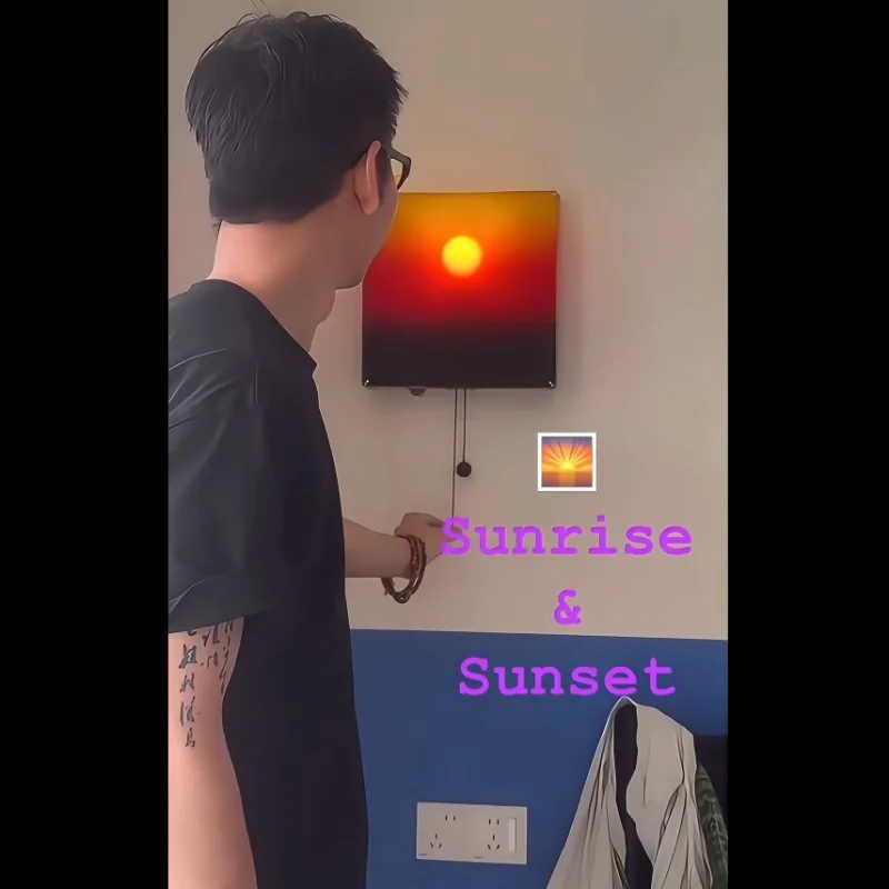 

Sunrise Lamp Wall Light That Moves With The Sun Adjustable Sunrise Sunset Led Night Light Dual Pull Ropes Modern Bedroom Lightin