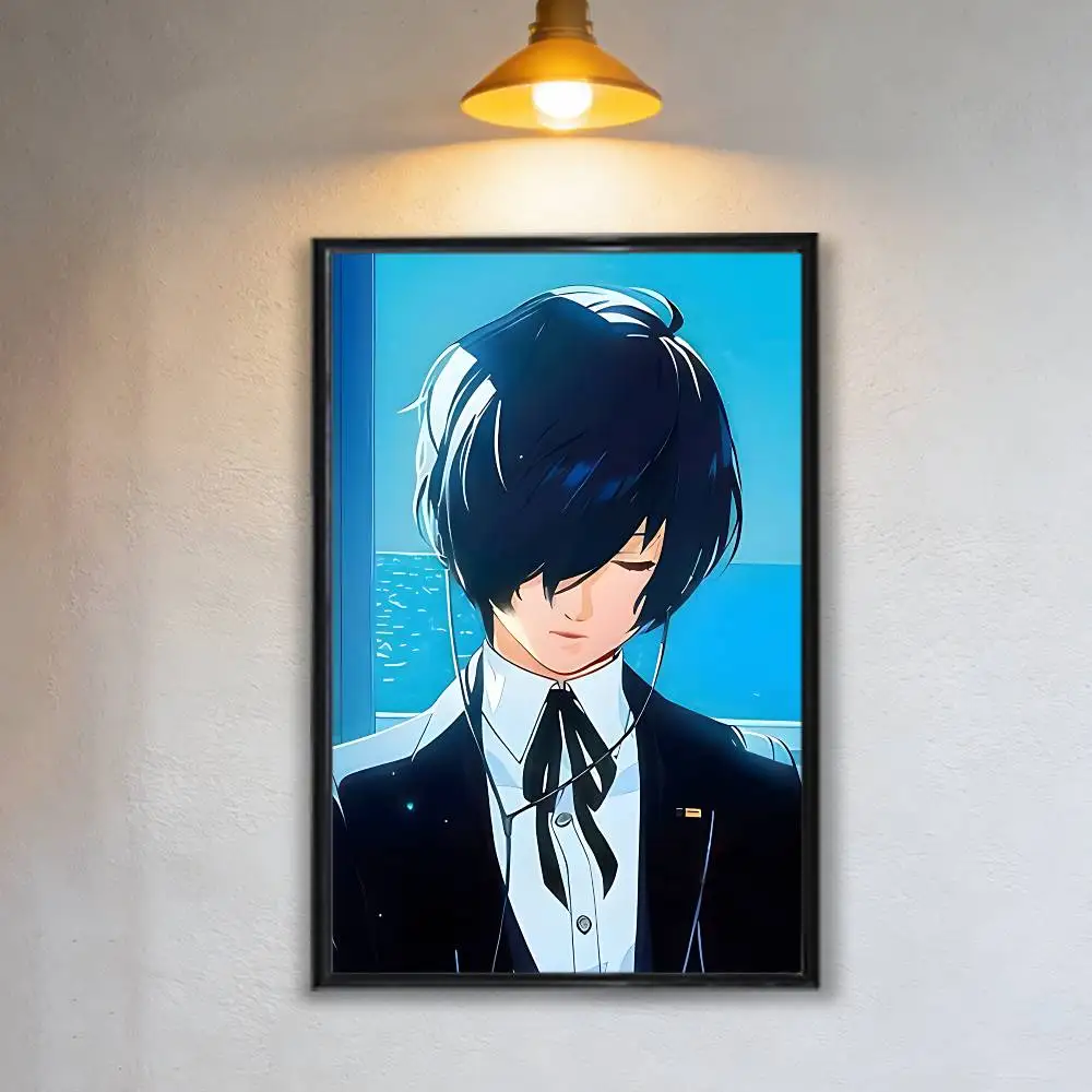 blue Makoto Yuki game Persona High Quality Dorm Living Room Aesthetic Wall Decoration Painting Poster Stickers Gift
