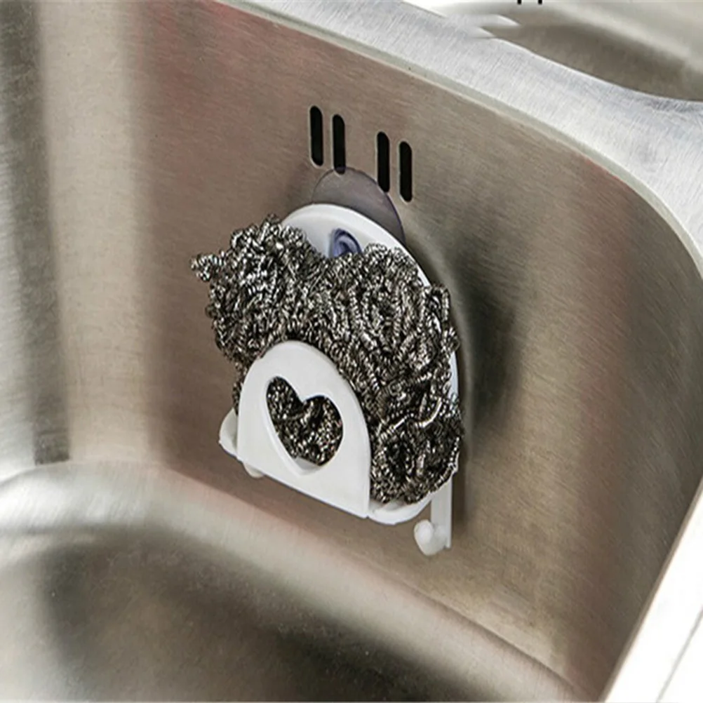 

Heart Shape Suction Sponge Holder For Kitchen Bathroom Storage Rack Soap Sponges Scrubbers Space Saving Plastic Organizer
