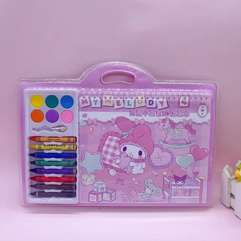 Kuromi Drawing Notebook Student Stationery Melody 3D Hand Drawn Drawing Notebook Cute Cartoon Children's Parent-child Toy Gift