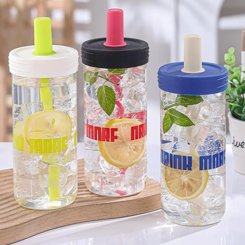 2026 New 650ML Water Bottles Straw Cup Juice Milk Plastic Cup with Lid Straw Bubble Tea Coffee Cups Large Capacity Drinkware LIJ