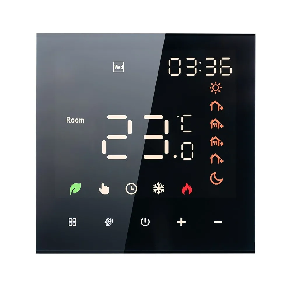 

Умный термостат Wi-Fi с сенсорным ЖК-дисплеем для удаленного контроля температуры через приложение Smart и голосовую поддержку