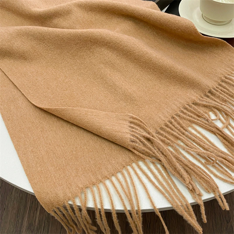 Luxus Marke Solide Kaschmir Schal für Frauen Winter Pashmina Decke Dame Warm Verdicken Schal Wrap Quaste Echarpe Poncho Stolen