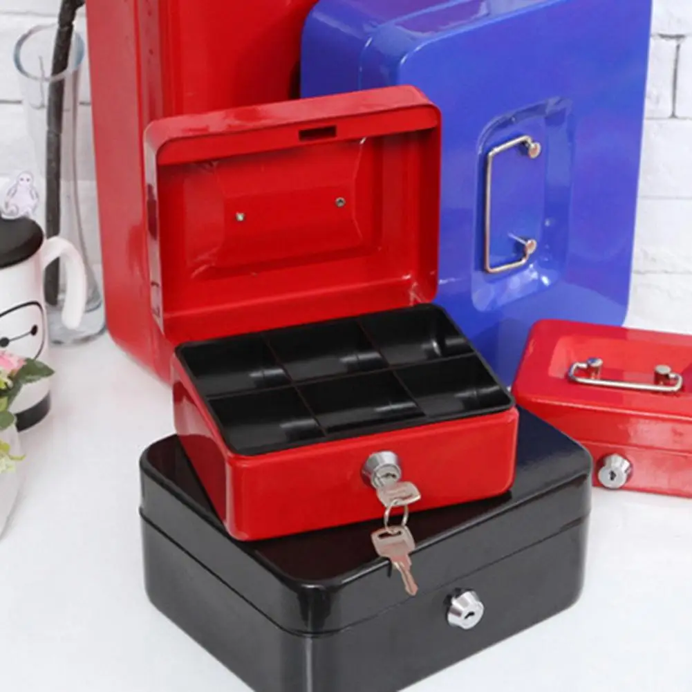 Practical Home Shop Metal Safe Money Box Folding Safe Money Box Home Coin Bank Key Lock Type Safe Box for Home