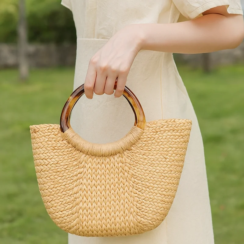 2Pcs Amber Plastic Handle Women's Bag Handles Acrylic O D Ring Handbag Woven-bag Replace Rings Purse Frame DIY Bags Accessories