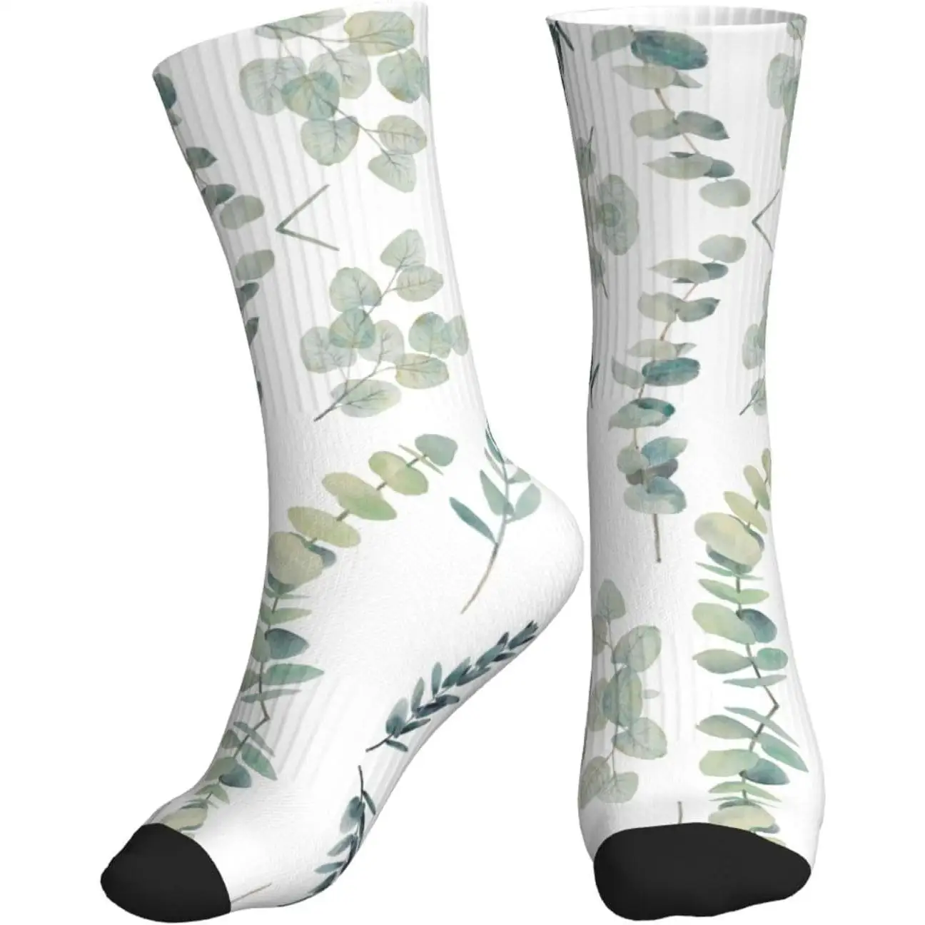 

Eucalyptus Leaves Athletic Socks Sport Running Calf Socks Performance Breathable Socks For Men Women