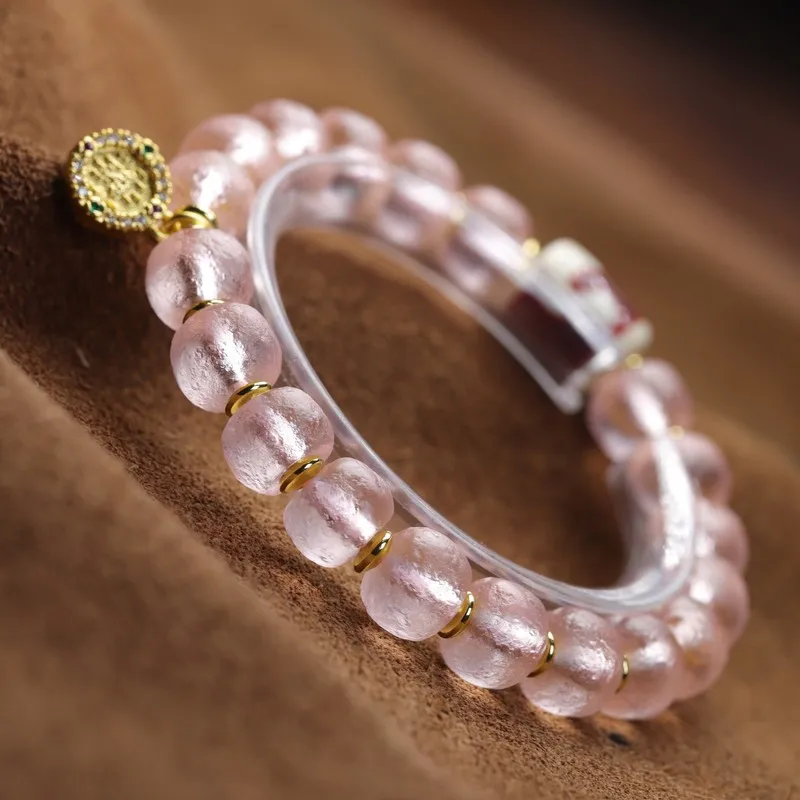 Meteorite powder glass bracelet Dzi bead yellow deity charm fashionable jewelry