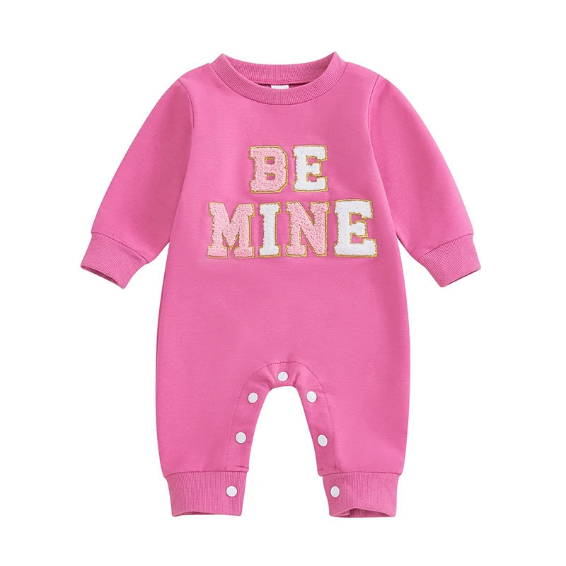 

Baby Girls Valentine s Day Jumpsuit Long Sleeve O Neck Letter Embroidery Romper