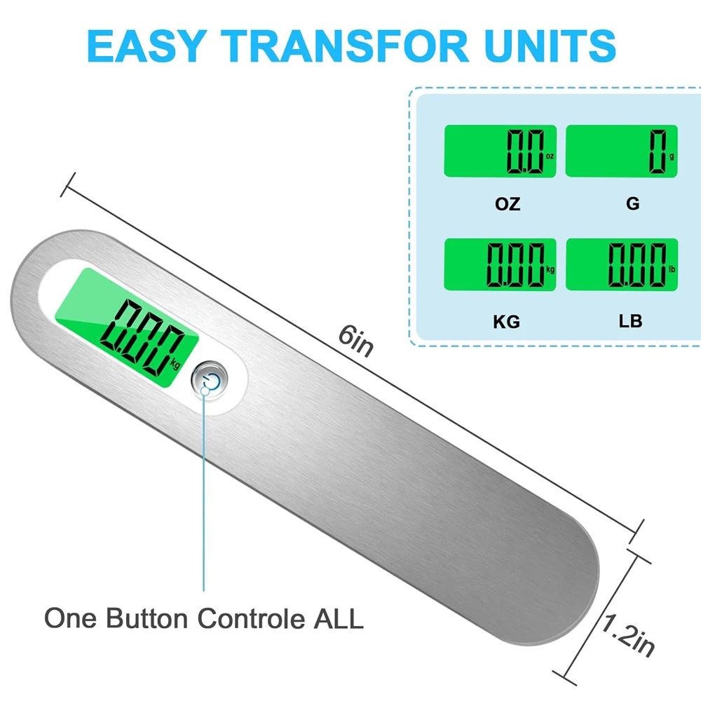 110Lb/50Kg Portable Digital Luggage Weight Scale LCD Display Pocket Electronic Suitcase Travel Scale Balance Baggage Weight Tool