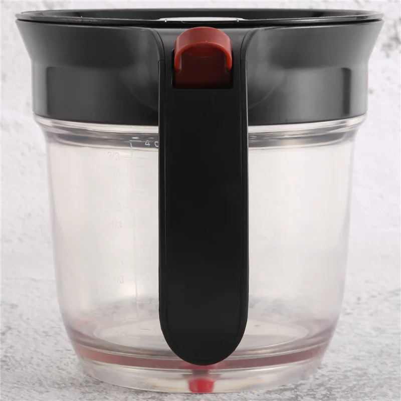 1000ML Oil Separator Measuring Cup and Strainer with Bottom Release for Gravy Sauces and Other Liquids with Oil Grease