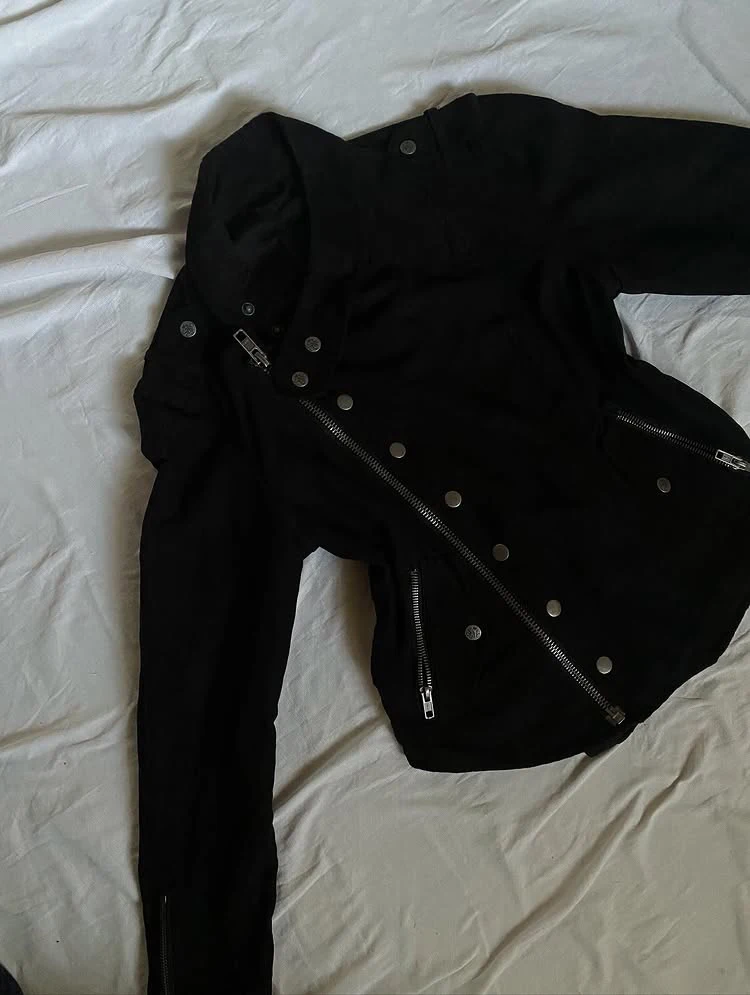 Podzimní a zimní rocková punková hip-hopová gotická bunda se stojáčkem na zip, móda pro high street, y2k street trend, cool girl, Harajuku - náhled 3
