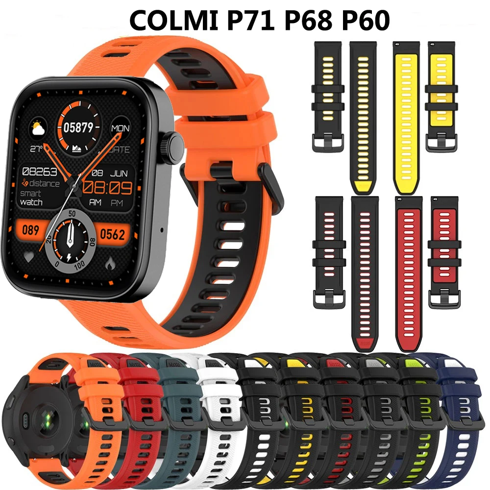 

Sports Silicone Strap for COLMI P71 P68 P60 Quick 20 22mm Breathable Wrist Wristband Accessorie