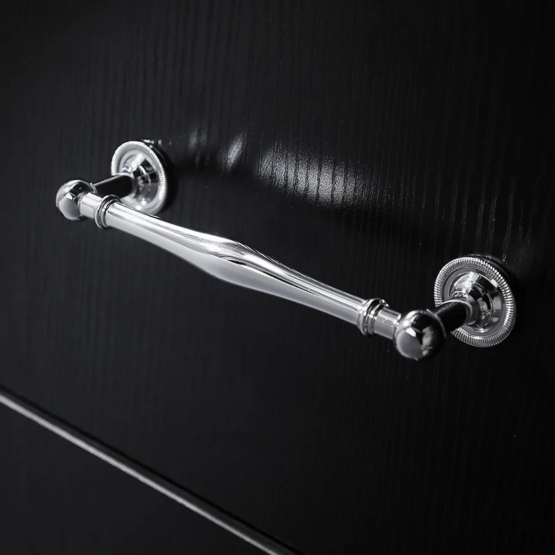 Polished Silver Brass Furniture Handles Cabinet Knobs Electroplated Chrome Wardrobe Pulls Door Bar Handle