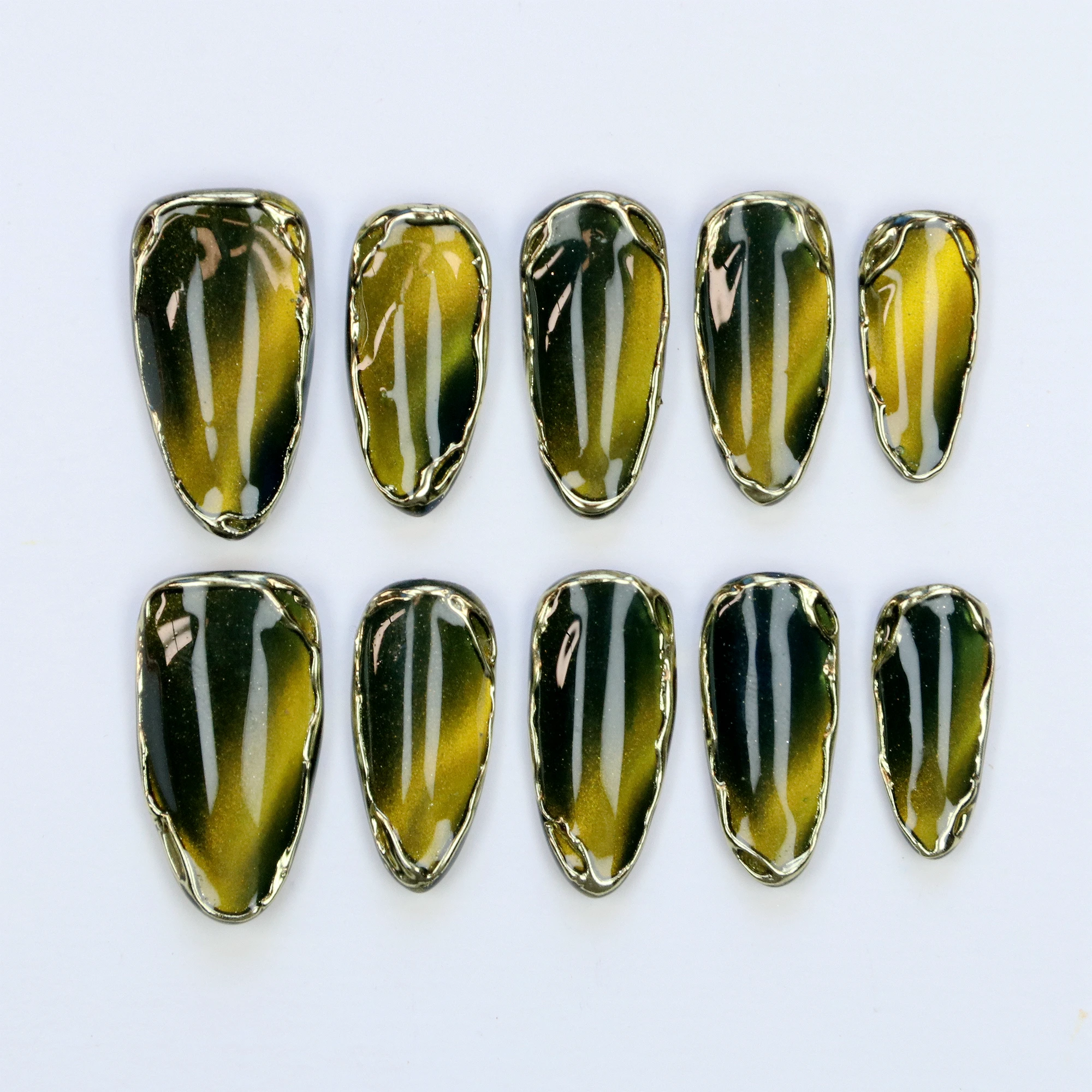 

10Pcs Custom Press On Nails,FreeStyle 3D Hand Painted False Faux Acrylic Almond Handmade Manicure Holiday y2k Starry Night Nail