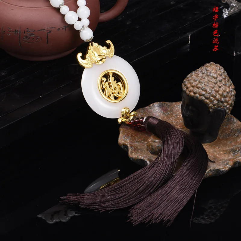 2PCS TOP good gift Pocket car home efficacious fortune Mascot Money Drawing gold jade lucky FU FENG SHUI Safety hanging talisman