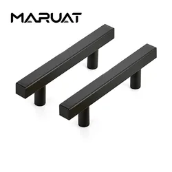 Matte Black Square Cabinet Handles Modern Stainless Steel Cabinet T Bar Furniture Hardware Pulls Knob for Kitchen and Drawers