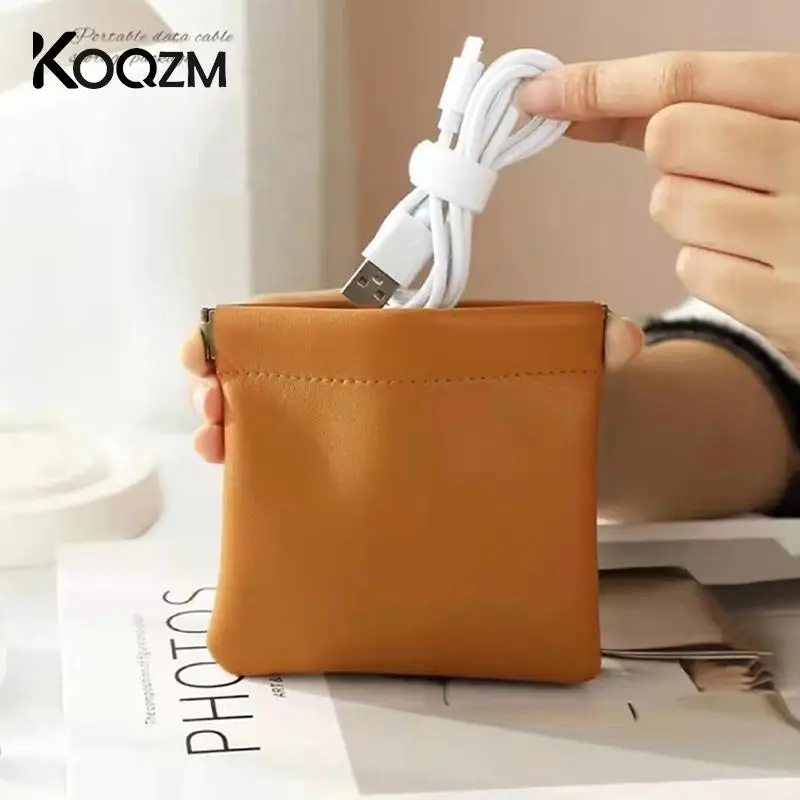 1Pcs Mini Portable PU Leather Earphone Bag Headphone Accessories Storage Mini Earbuds Package Case For Cable