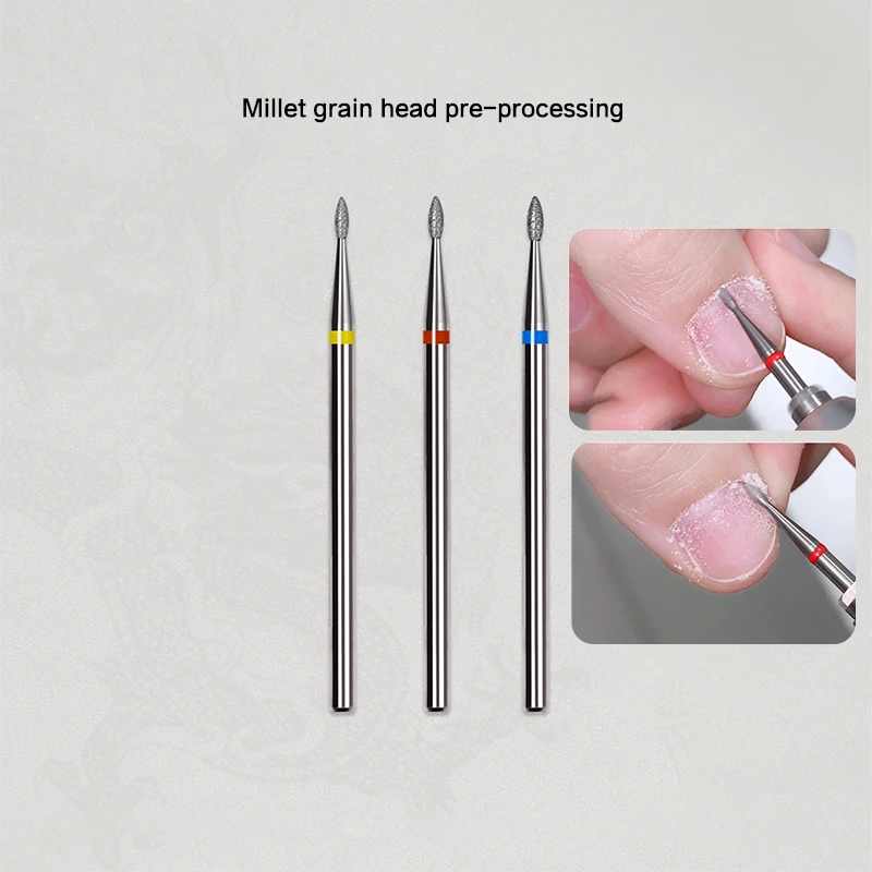 Wiertła diamentowe do paznokci w kształcie płomienia, frezy rotacyjne do skórek w stylu rosyjskim, elektryczne wiertło do manicure, akcesoria do paznokci.
