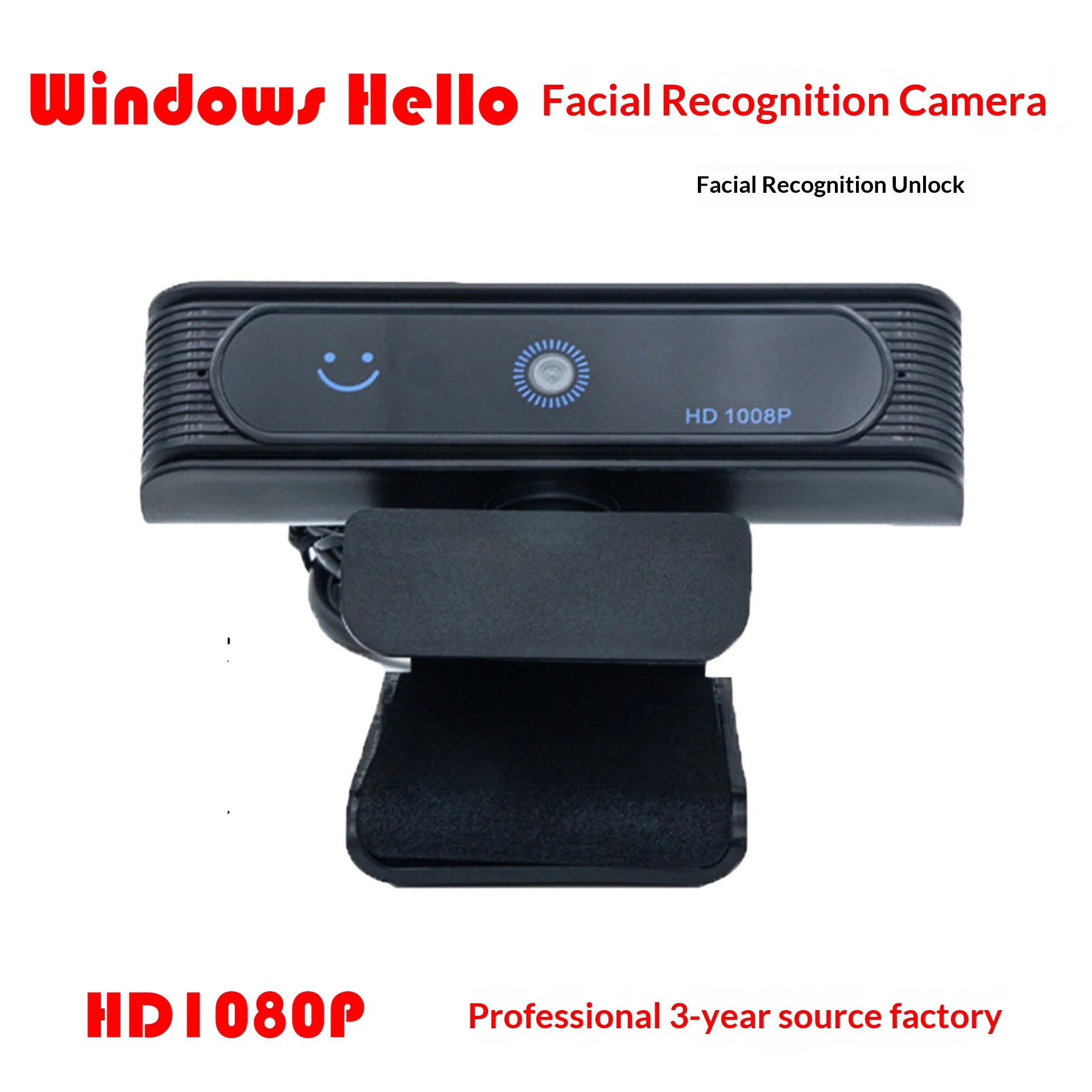 Windows Hello Face Recognition Webcam, 1080P USB IR Camera for Win11/10, Plug & Play, with Mic, Privacy Shutter, Monitor Mount