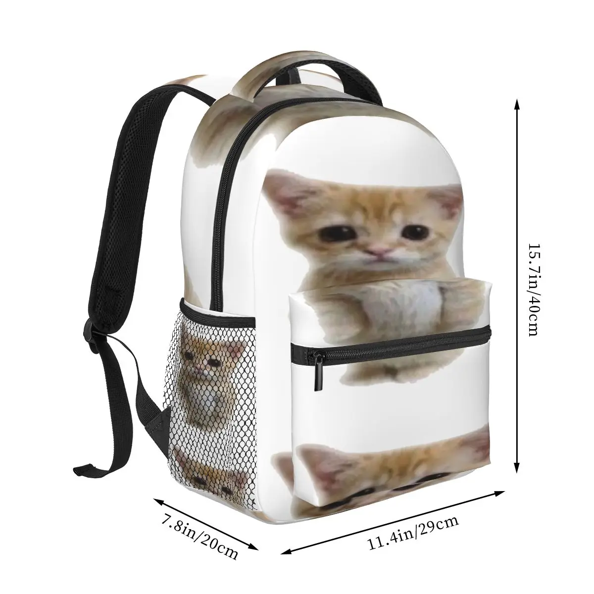 El Gato Standing Cat Meme Backpacks Boys Girls Bookbag Children School Bags Cartoon Kids Rucksack Shoulder Bag Large Capacity