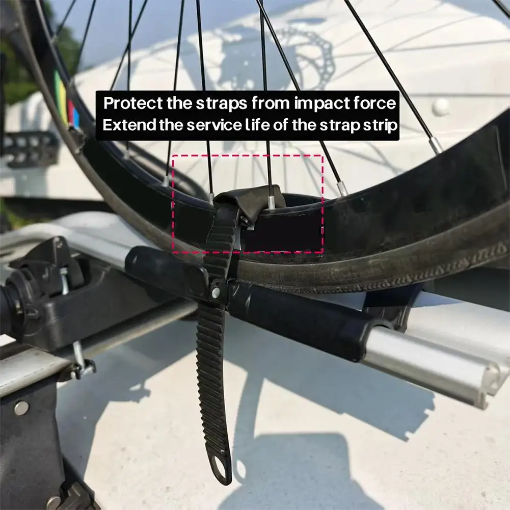 Sangles d'adaptateur de roue de vélo pour galerie de toit, 2 pièces, avec coussin pour un Transport sécurisé au cyclisme pour Thule 599 598 591 568 564 561 532 933 926