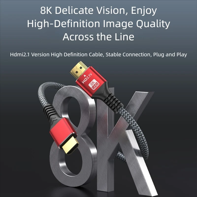 8K HDMI2.1 Cable High Speed HDMI 8K Cable 60HZ 2.1V 4K 144HZ 3D TV Computer Monitor Projector PS Game Console Audio And Video image 2